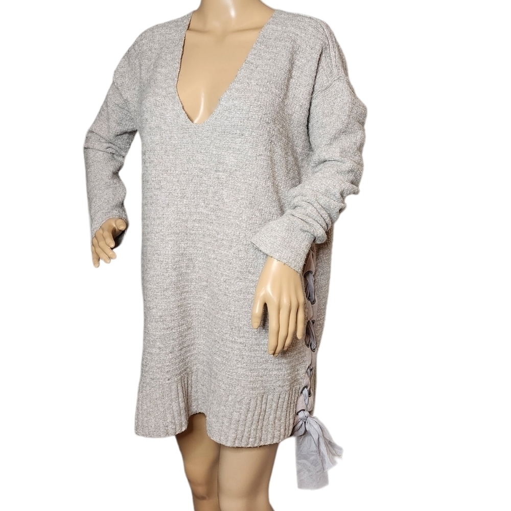 Free People Heart It Lace Up oversized Sweater tunic, dress.